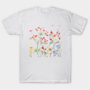 Pretty watercolor flowers and dragonfly T-Shirt